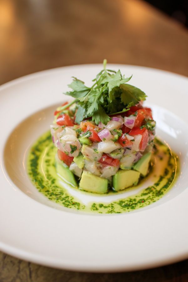 Ceviche with avocado and chimichurri